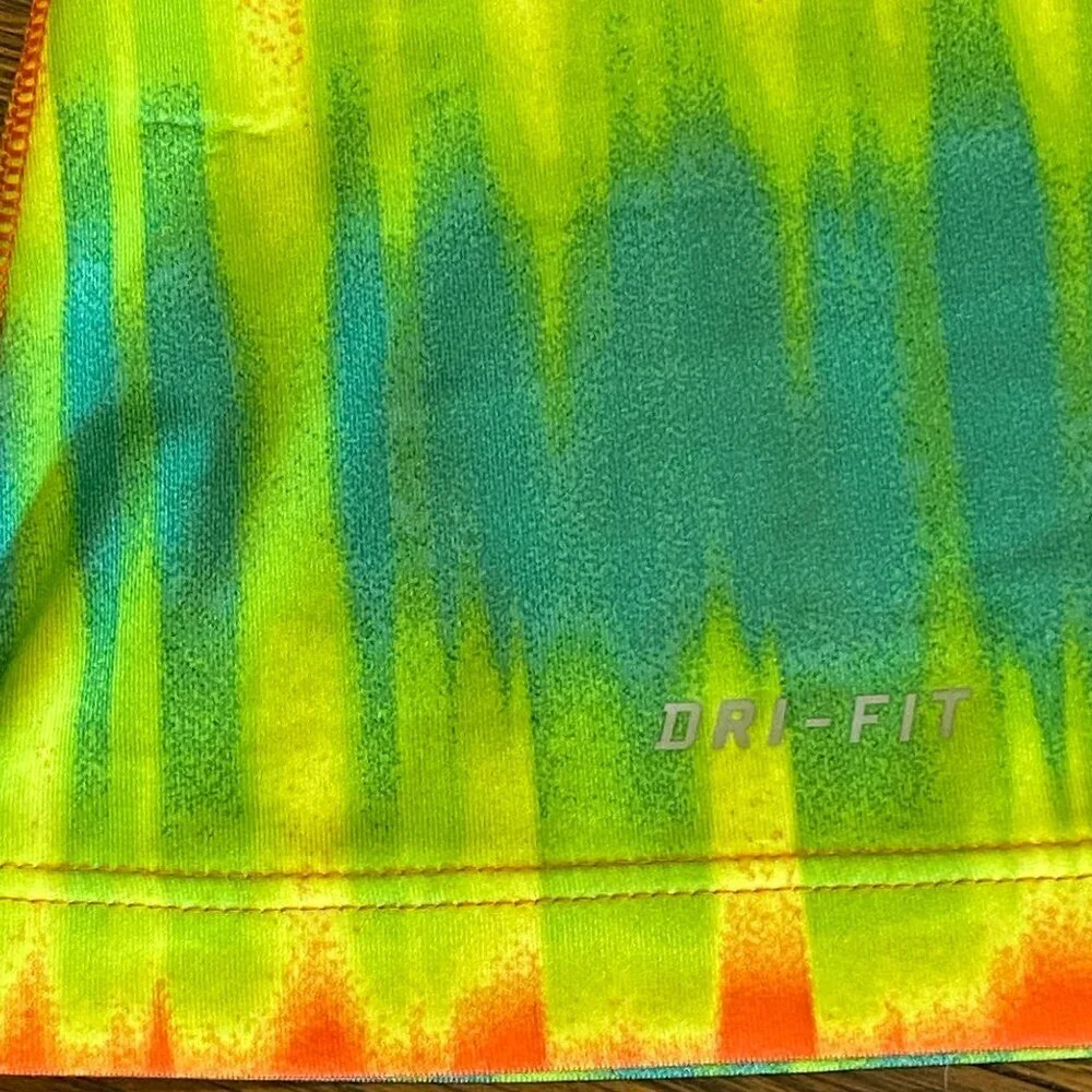 Nike Pro Dri-Fit V-Neck‎ Tank Top Neon Tie Dye Women's M #319J